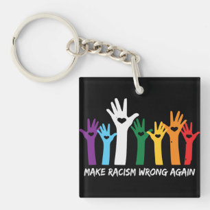 Porte-clés Faire du racisme de mauvaises mains de coeur