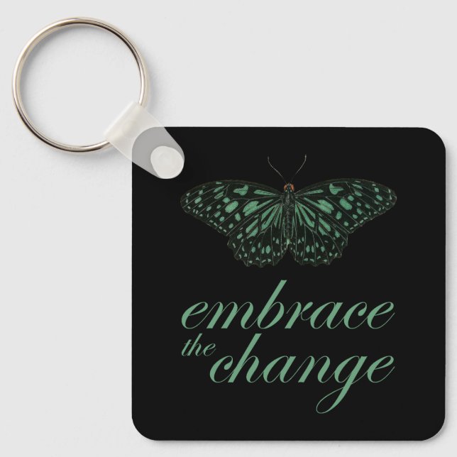 Porte-clés Faire place au changement - Papillon vert (Recto)