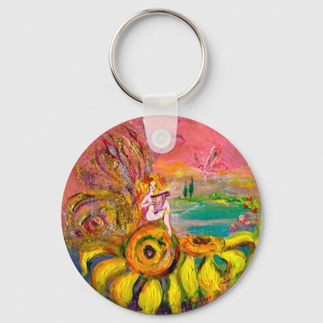 Porte-clés FAIRY OF THE SUNFLOWERS jaune rose noir (Recto)