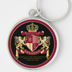 Porte-clés Faites votre propre blason d'armoiries d'or rouge