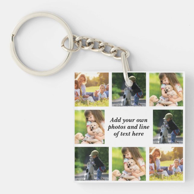 Porte-clés Faites votre propre collage photo et texte (Devant)