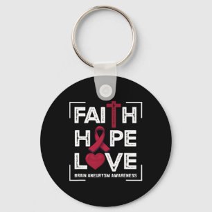 Porte-clés Faith Hope Love Cerveau Aneurysme Sensibilisation 