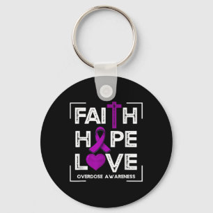 Porte-clés Faith Hope Love Overdose Sensibilisation Femmes ch