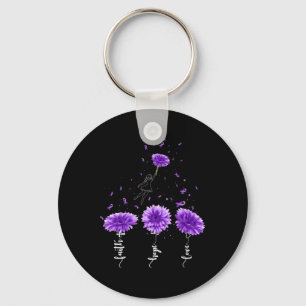 Porte-clés Faith Hope Love Purple Tournesol Fibromyalgie Awar