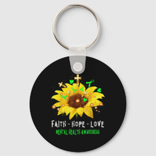 Porte-clés Faith Hope Love Sunflower Sensibilisation à la san