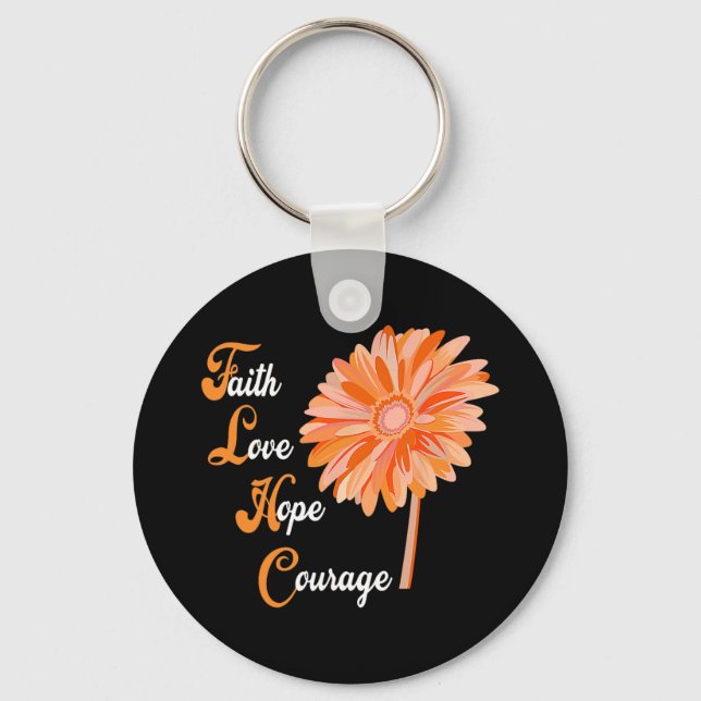 Porte-clés Faith Love Hope Courage Aml Leukemia Sensibilisati (Recto)