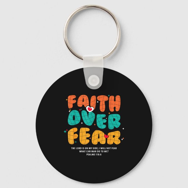 Porte-clés Faith Over Fear Christian Religious Groovy Men Wom (Recto)