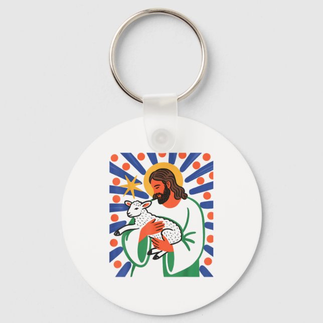 Porte-clés Faith Shepherd Lamb Peaceful Divine Sritual Design (Recto)