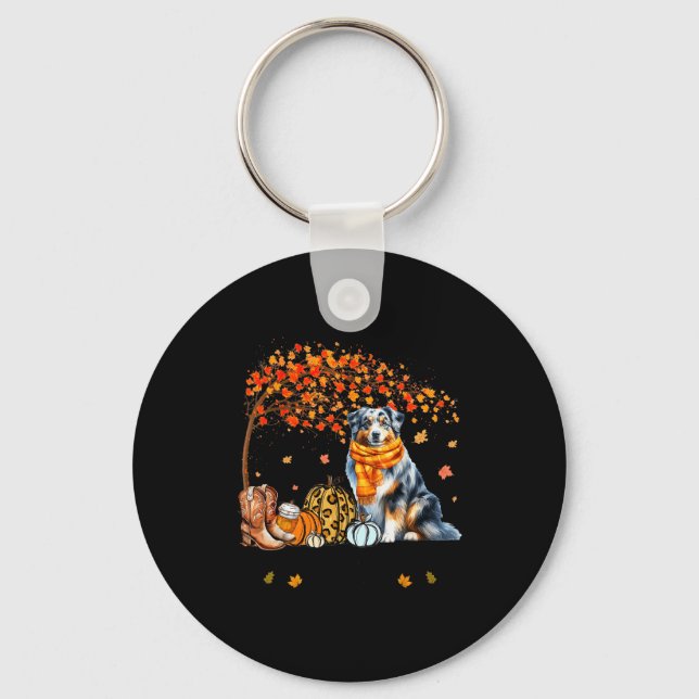Porte-clés Fall Maple Tree Print Dog Lover Happy Thanksgiving (Recto)
