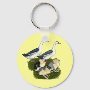 Porte-clés Famille de canards Pie bleue