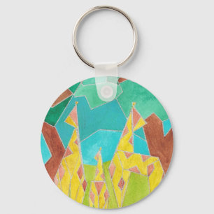 Porte-clés Famille de girafes Art abstrait original