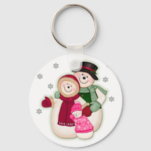 Porte-clés Famille de Snowman givré - rose