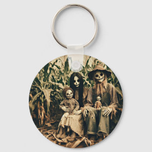Porte-clés Famille déplaisant Scarecrow dans champ photo d'ho