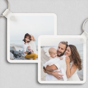 Porte-clés Famille Deux Photo Double Porte - clé en aluminium