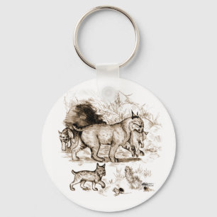 Porte-clés Famille du Lynx roux