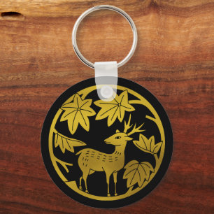 Porte-clés Famille japonaise Crest-érable japonais et cerf