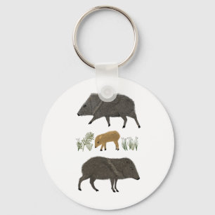 Porte-clés Famille Javelina Portrait Animaux du désert
