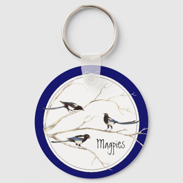 Porte-clés Famille Magpie à Customiser, collection d'oiseaux (Recto)