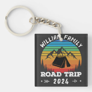 Porte-clés Famille Personnalisée Camping Aventure Road Trip