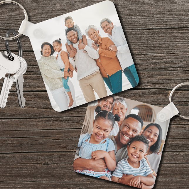Porte-clés Famille personnalisée double face deux photo (Personalized Family Double Sided Two Photo keychain)