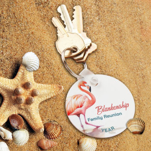 Porte-clés Famille Réunion Pastel Flamant rose Garderies annu