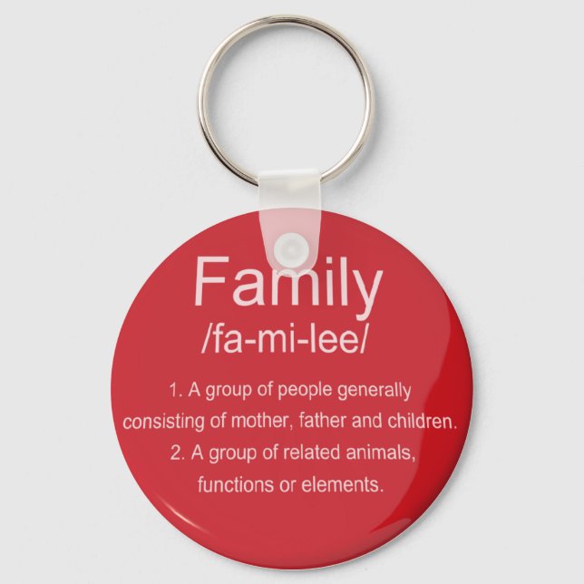 Porte-clés Famille / Rouge / Dictionnaire / Signification de  (Recto)