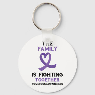 Porte-clés Famille se battant ensemble ruban violet surdosage