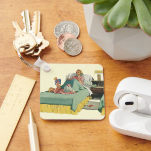 Porte-clés Famille Vintage servant le petit déjeuner à maman 