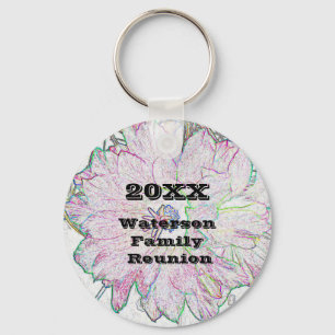 Porte-clés Family Reunion Artistic Flower Sketch Keepsake