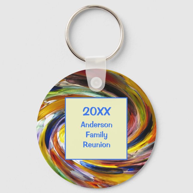Porte-clés Family Reunion Vivid Tie Dye Swirl Événement Abstr (Recto)