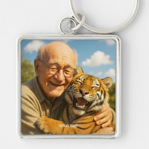 Porte-clés Fantastique Vieil Homme Tigre Mignon