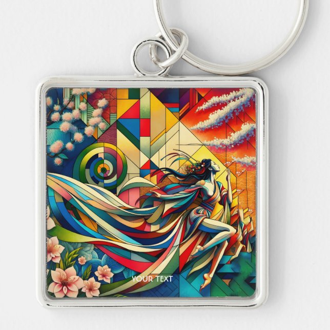 Porte-clés Fantasy Cute Sakura Modern Girl (Devant)