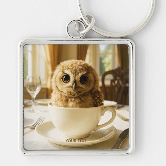 Porte-clés Fantasy Cute Tea Owl Baby (Devant)