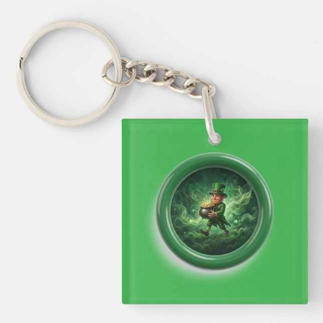 Porte-clés Fantasy Image Leprechaun Carrying Pot Of Gold (Devant)