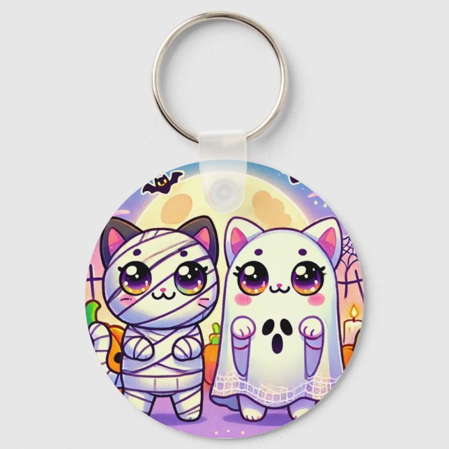 Porte-clés Fantôme de chat et maman de chat (Recto)