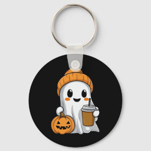 Porte-clés Fantôme D'Halloween Avec Drôle Citrouille De Café