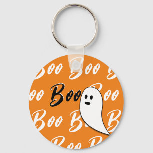 Porte-clés Fantôme Halloween noir blanc orange boo