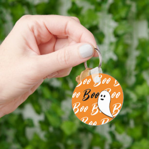 Porte-clés Fantôme Halloween noir blanc orange boo