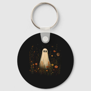 Porte-clés Fantôme sur un pré fleuri Halloween automne design