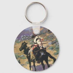 Porte-clés Far West vintage, un trappeur indien par Remington