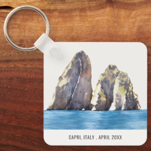 Porte-clés Faraglioni Rocks Capri Italie Aquarelle Voyage