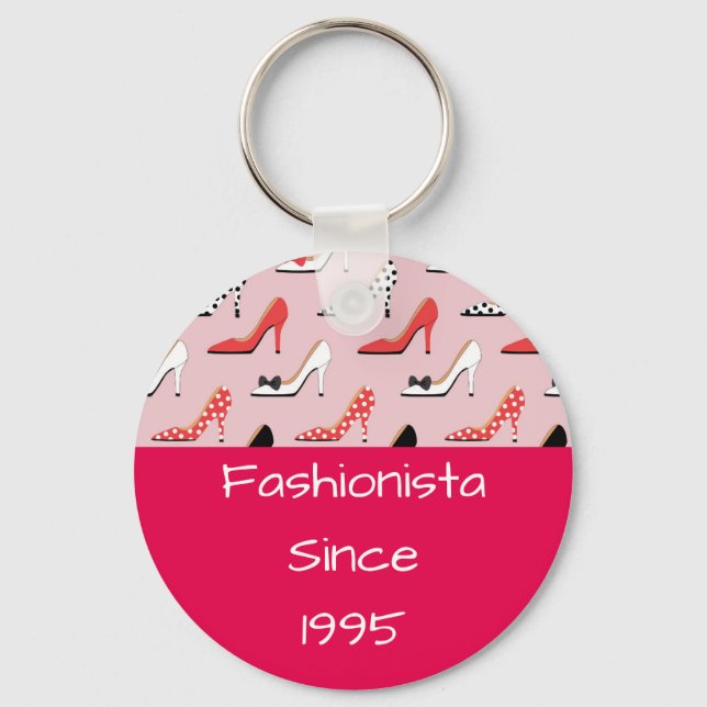 Porte-clés Fashionista rose talons hauts Design rose (Recto)