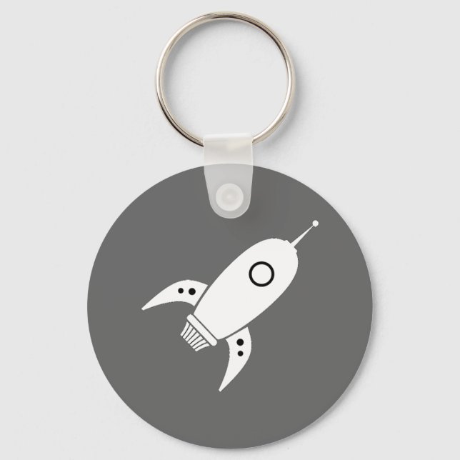 Porte-clés Fat Retro Rocket Ship Blanc (Recto)
