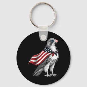 Porte-clés Faucon 4 juillet Drapeau américain Oiseau patrioti