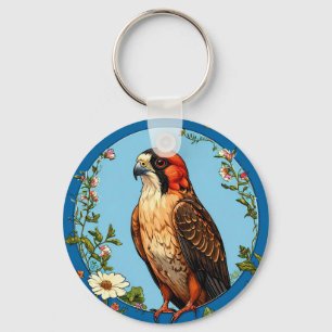 Porte-clés Faucon crécerelle aux pattes rouges coloré