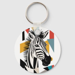 Porte-clés Faune africaine de Zèbre géométrique cool