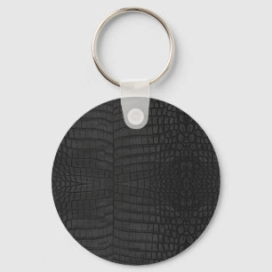 Porte-clés Faux Crocodile noir en cuir Imprimer