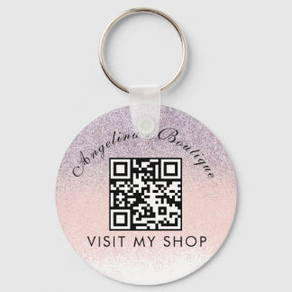 Porte-clés Faux Parties scintillant Business QR Code Monogram
