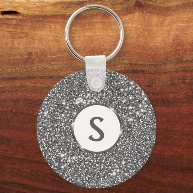 Porte-clés Faux Parties scintillant en argent Texture Look &  (Recto)