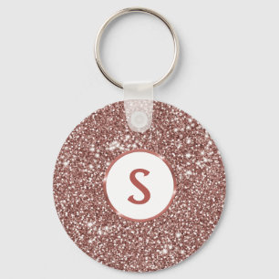 Porte-clés Faux Rose Parties scintillant or Texture & Monogra